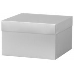 Silver Metallic Deluxe Gift Box w/ Lid - 8 x 8 x 5 Logo Branded