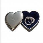 Shiny Silver Heart Jewelry Box. Custom Imprinted