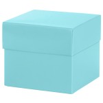 Custom Imprinted Robin's Egg Blue Deluxe Gift Box w/ Lid - 4 x 4 x 3.5