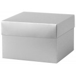 Silver Metallic Deluxe Gift Box w/ Lid - 6 x 6 x 4 Logo Branded