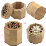 Custom Imprinted 2.8 x 2.8 x 1.1 Inches Craft Bamboo Box with Elegant Hollow Out Lid