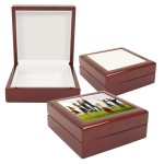 Jewelry Box w/ Sublimation Photo Tile Lid - Ebony Black (4"x4") Custom Imprinted