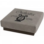 Custom Imprinted Gray Medal Box with Laser Engraved Leatherette Lid (3 1/2" x 3 1/2")