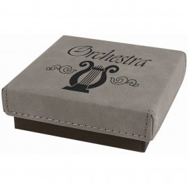 Custom Imprinted Gray Medal Box with Laser Engraved Leatherette Lid (3 1/2" x 3 1/2")
