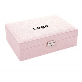 Logo Branded Jewelry Organizer with Lock Large Leather Jewelry Organizer