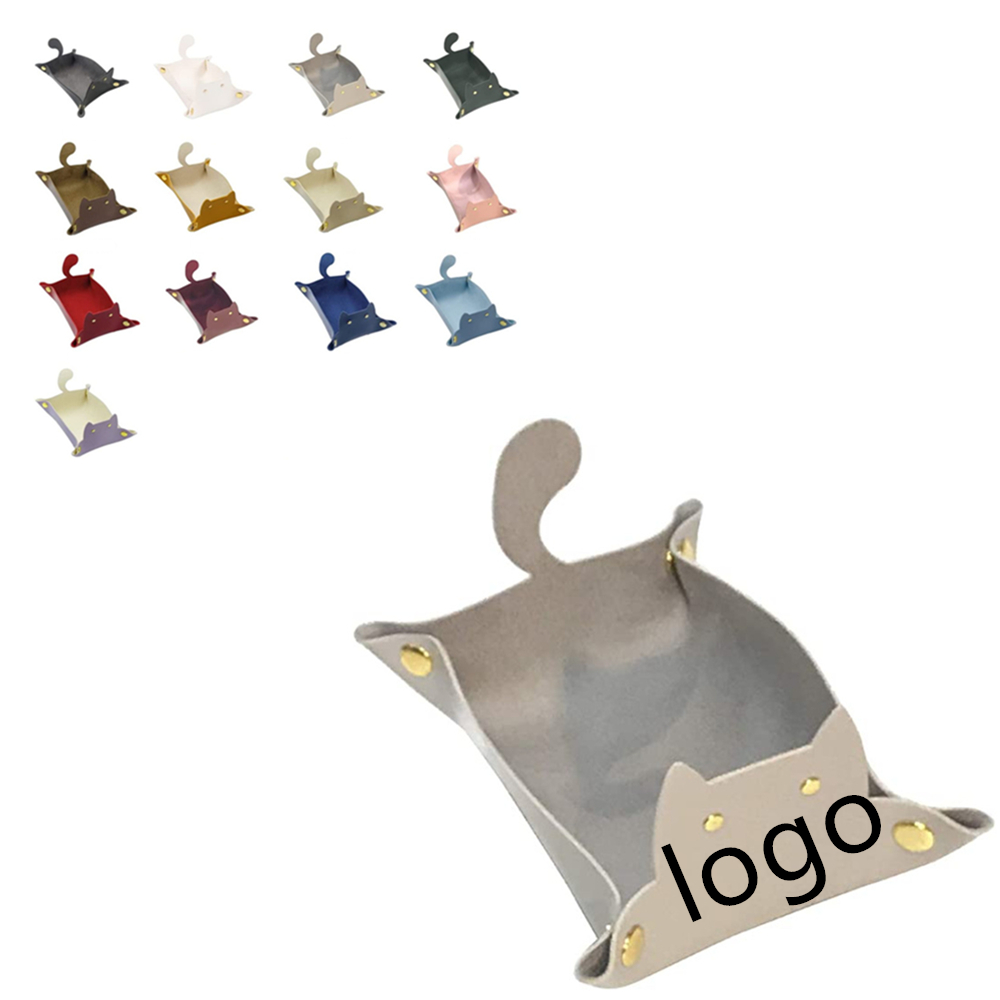 Custom Printed Cat Pattern Leather Organizer Jewelry Box Storage Bag