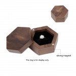 Logo Branded Hexagon Shape Wood Ring Box