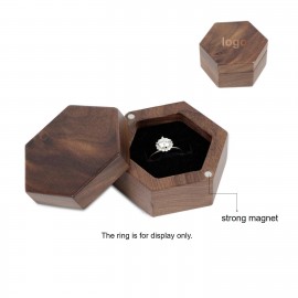 Custom Imprinted Hexagon Shape Wood Ring Box