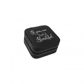 Black/Silver Leatherette Travel Jewelry Box Custom Imprinted  Black/Silver Leatherette Travel Jewelry Box Custom Imprinted