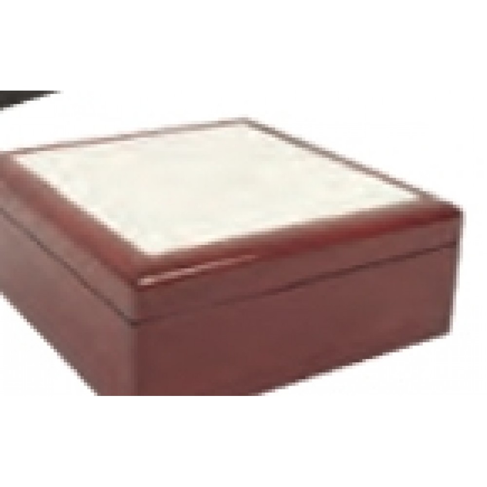 Custom Imprinted Jewelry Box w/ Sublimation Photo Tile Lid - Red Mahogany (6"x6") Custom Imprinted Jewelry Box w/ Sublimation Photo Tile Lid - Red Mahogany (6"x6")