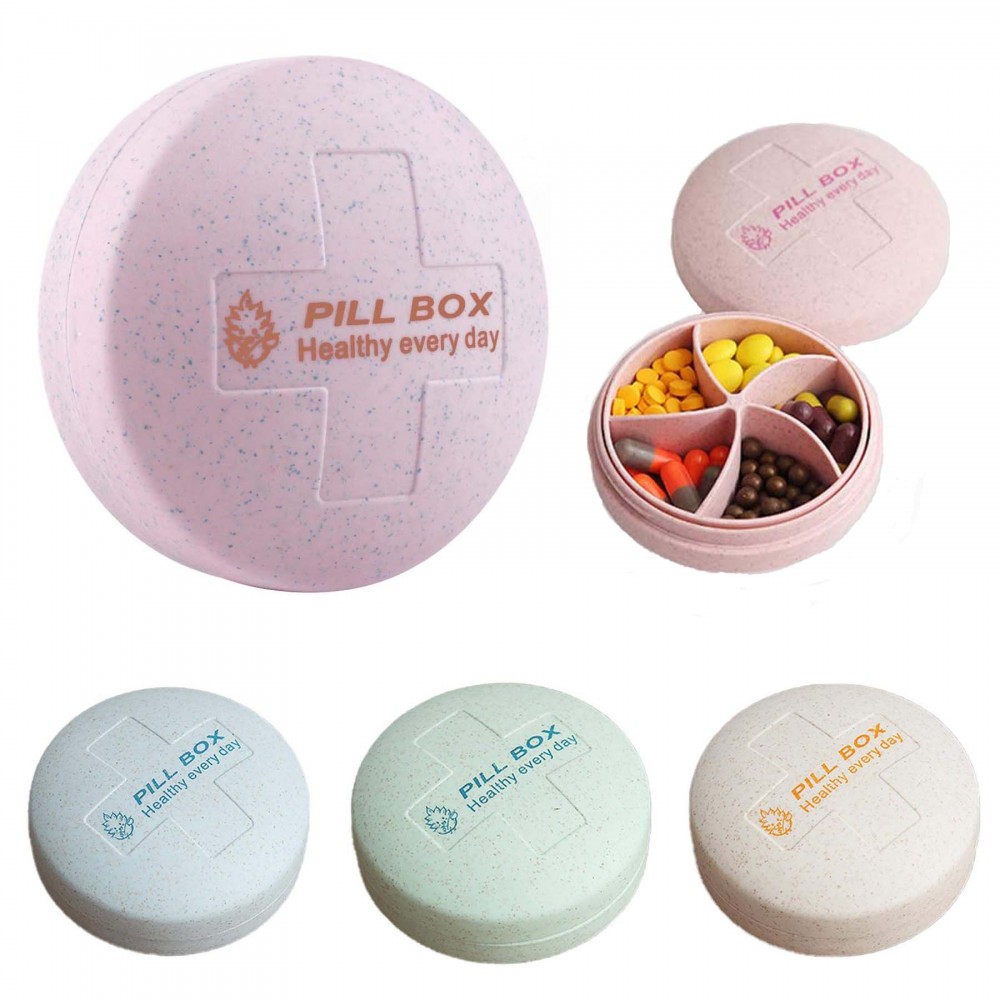 Portable Circular Pill Box Medicine Case Custom Printed