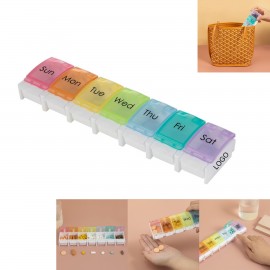 Custom Imprinted Weekly Pill Vitamins Organizer With Spring Open Design