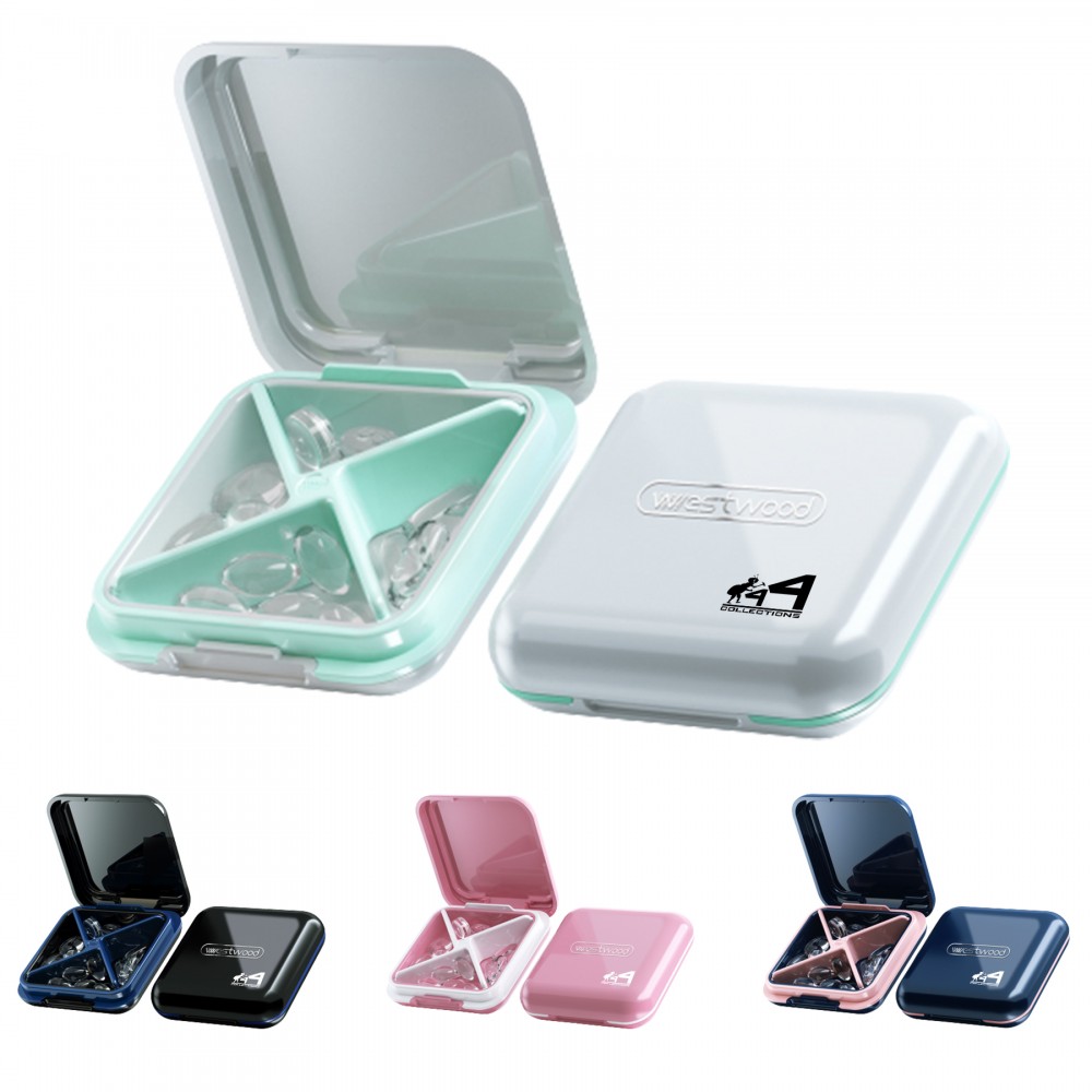 4 Compartments Pill Case Logo Branded