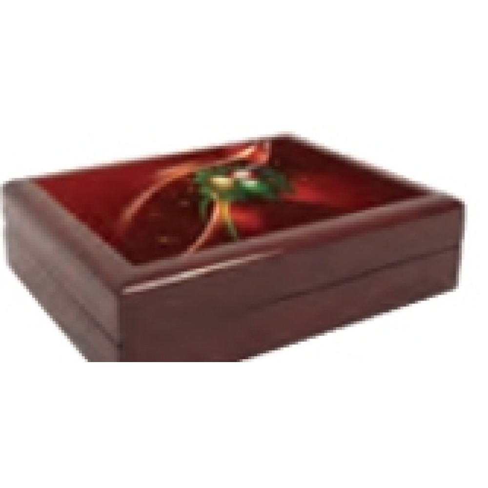 Jewelry Box w/ Sublimation Photo Tile Lid - Red Mahogany (6"x8") Logo Branded Jewelry Box w/ Sublimation Photo Tile Lid - Red Mahogany (6"x8") Logo Branded