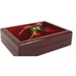 Jewelry Box w/ Sublimation Photo Tile Lid - Red Mahogany (6"x8") Logo Branded