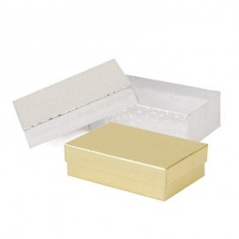 Logo Branded Gold & Silver Foil Jewelry Box (3" x 2 1/8" x 1")