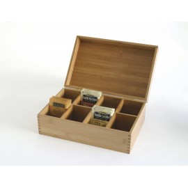 Bamboo 8 Compartment Tea Box Custom Printed