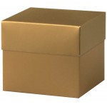 Gold Metallic Deluxe Gift Box w/ Lid - 4 x 4 x 3.5 Custom Printed