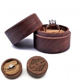 Round Retro Wooden Ring Box Custom Printed