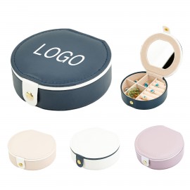 Custom Printed Pu Leather Small Round Jewelry Case