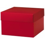 Red Deluxe Gift Box w/ Lid - 6 x 6 x 4 Custom Printed