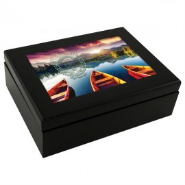 8"x6" Espresso Black Keepsake Box w/Full Color Insert Custom Imprinted