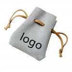 Logo Branded Leather Jewelry Drawstring Bag
