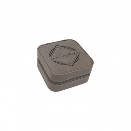 Gray Leatherette Travel Jewelry Box Custom Imprinted