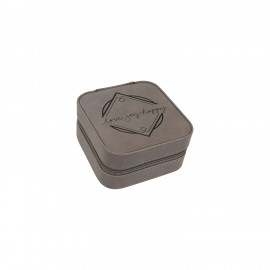 Gray Leatherette Travel Jewelry Box Logo Branded