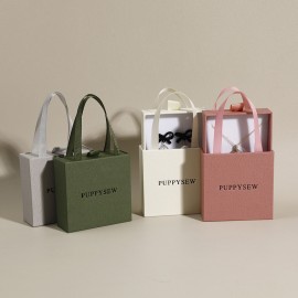 Custom Printed 3.7" Hand Carry Gift Box Cardboard Jewelry Box Sponge Filled Drawer Display Kraft Box