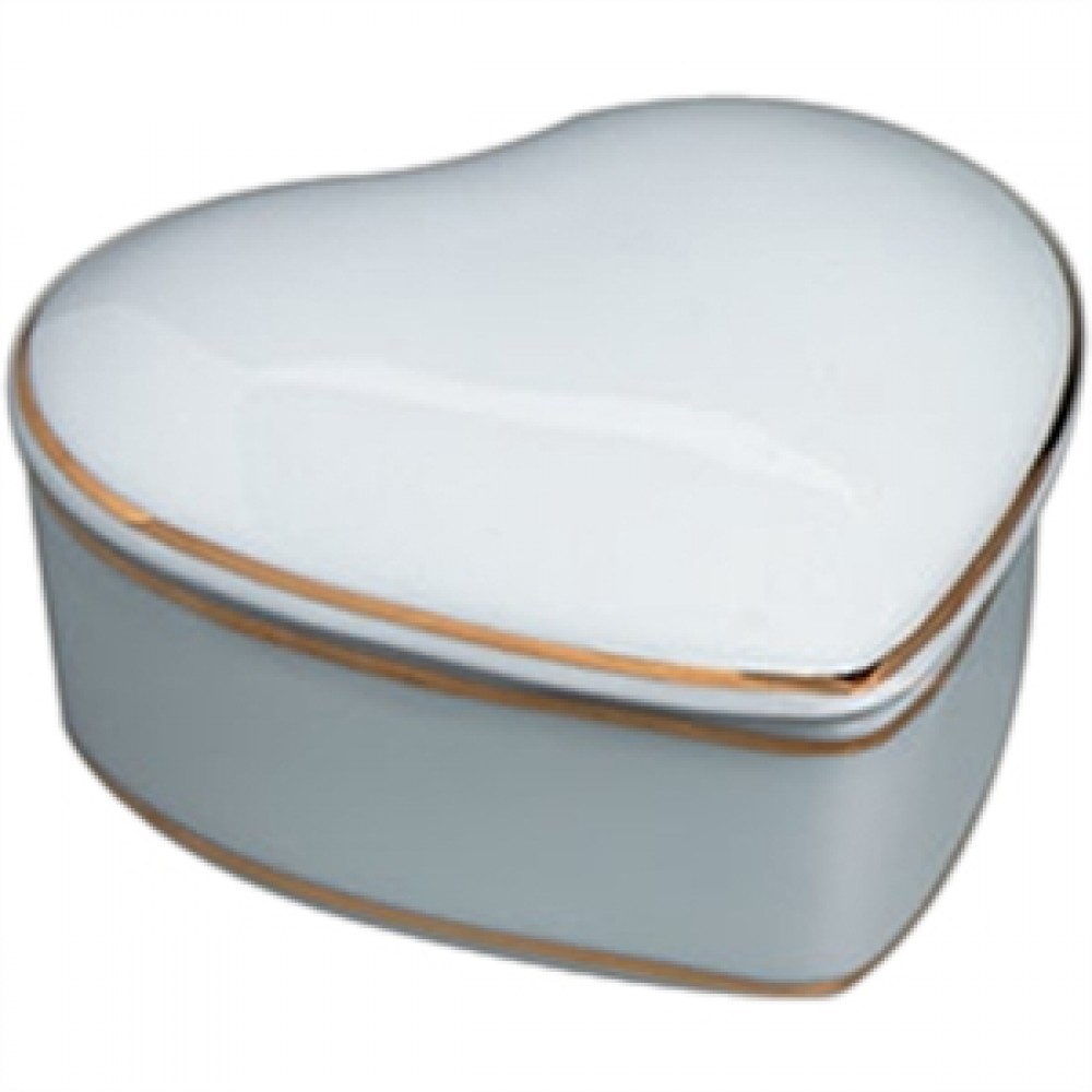 Porcelain Heart Shape Box w/ Gold Trim Custom Printed