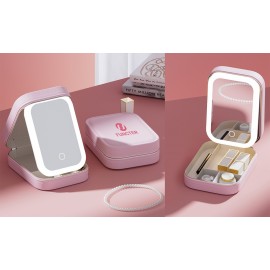 Custom Imprinted Multifunctional PU Leather Cosmetic Bag with LED Cosmetic Mirror - Travel Makeup Bag Jewelry Box  Custom Imprinted Multifunctional PU Leather Cosmetic Bag with LED Cosmetic Mirror - Travel Makeup Bag Jewelry Box