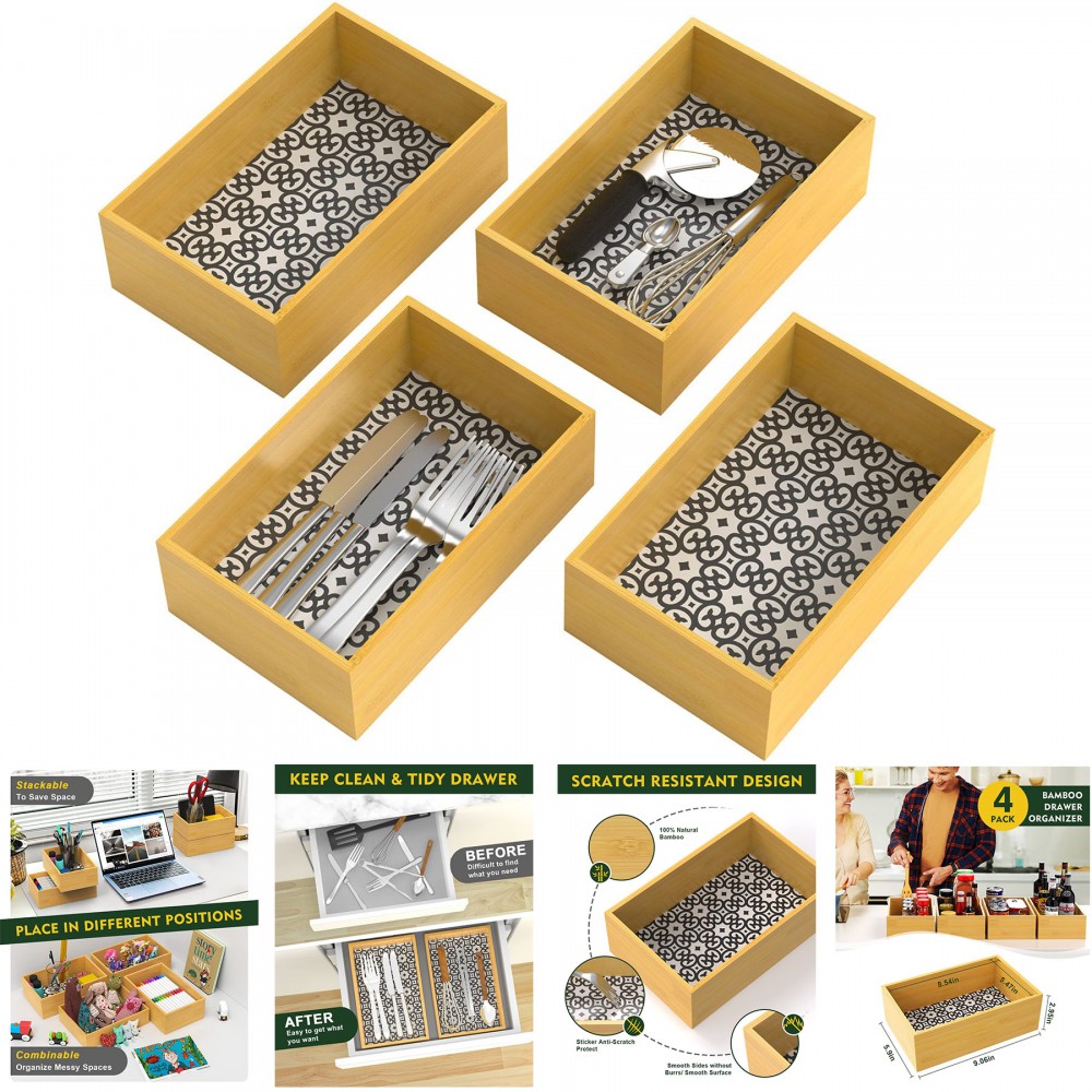 Custom Imprinted Bamboo Drawer Organizer Storage Box Custom Imprinted Bamboo Drawer Organizer Storage Box