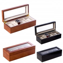 4 Watch Wooden Box w/Screened Glass Top Custom Imprinted  4 Watch Wooden Box w/Screened Glass Top Custom Imprinted