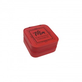 Logo Branded Red Leatherette Travel Jewelry Box