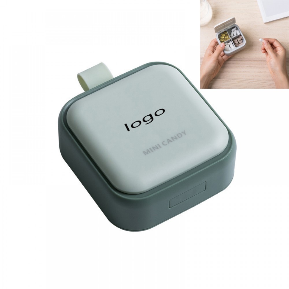 Mini Medicine Box With 4 Compartments Logo Branded Mini Medicine Box With 4 Compartments Logo Branded