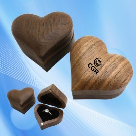 Logo Branded Walnut Heart Ring Presentation Box