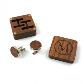 Custom Imprinted Wood Cufflink Box
