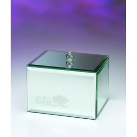 Custom Imprinted Mirror Glass Jewelry Keepsake Box - Screen Imprint/SandBlast