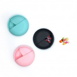 Round Storage Pill Box w/4 Compartments Custom Imprinted