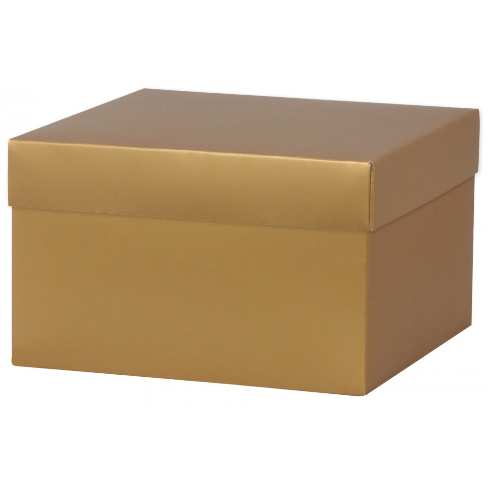 Gold Metallic Deluxe Gift Box w/ Lid - 8 x 8 x 5 Custom Printed Gold Metallic Deluxe Gift Box w/ Lid - 8 x 8 x 5 Custom Printed