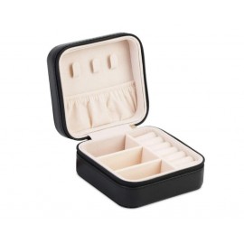 Logo Branded Travel Jewelry Organizer Box - Portable Jewelry Storage Case Black