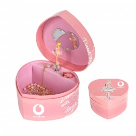 Logo Branded Heart Shaped Ballerina Music Box / Jewelry Box