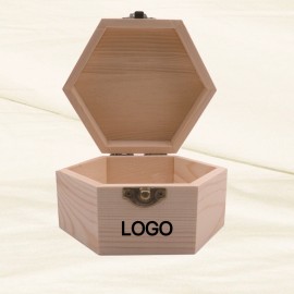 Logo Branded Wooden Hexagonal Storage Box  Logo Branded Wooden Hexagonal Storage Box