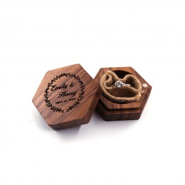 Custom Printed Hexagon Wooden Ring Box  Custom Printed Hexagon Wooden Ring Box