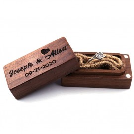 Wood Wedding Ring Box Logo Branded  Wood Wedding Ring Box Logo Branded