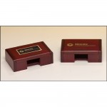 Rosewood-Finish Business Card Box Custom Imprinted