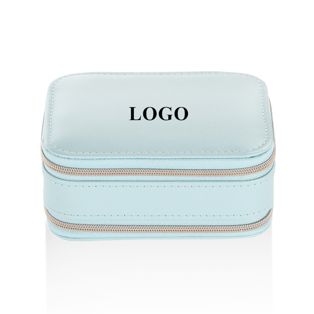 Logo Branded Dual Layer Portable Travel Jewelry Storage Box Leather Ornaments Case