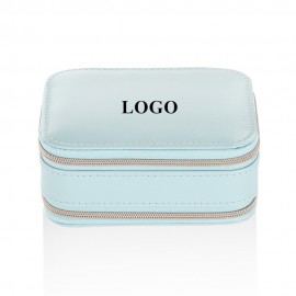 Logo Branded Dual Layer Portable Travel Jewelry Storage Box Leather Ornaments Case