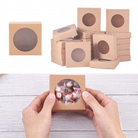 3 x 3 x 1.2 Inches Round Clear Window Kraft Square Paper Box Custom Printed  3 x 3 x 1.2 Inches Round Clear Window Kraft Square Paper Box Custom Printed